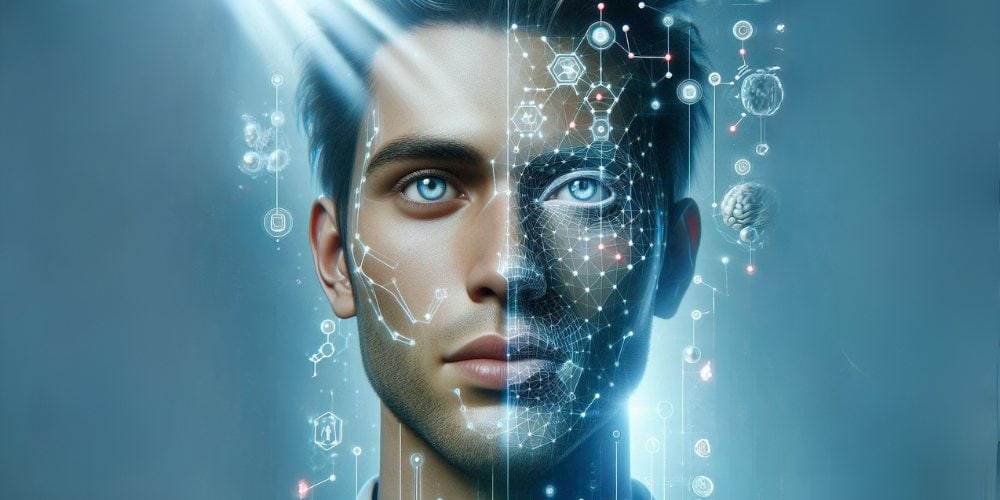 BiohackingLongevityScienceTechManFace Biohacking Longevity Science Tech Man Face