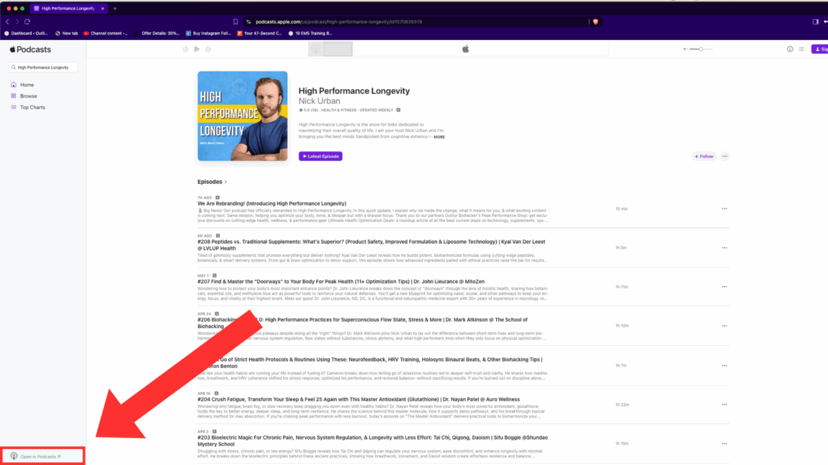 How to leave a podcast rating on Apple podcasts step 1