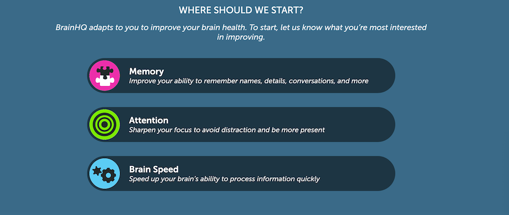 brainhq cognitive test training example goals