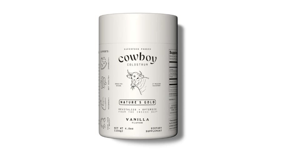 Cowboy Colostrum's Nature's Gold jar