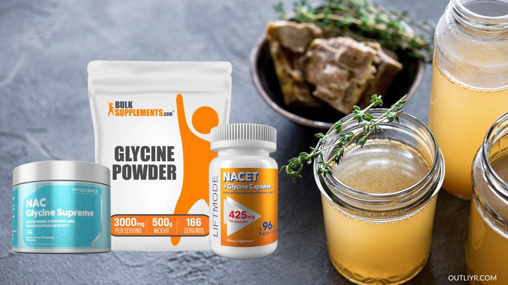 Bone broth as one of the top glycine sources and Nick Urban's recommended glycine supplements