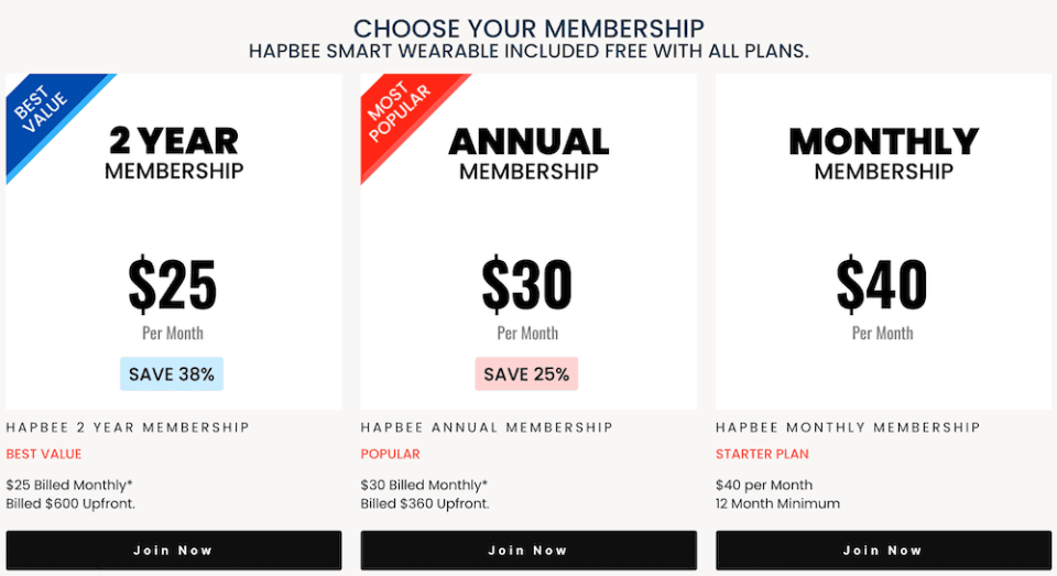 hapbee wearable membership pricing