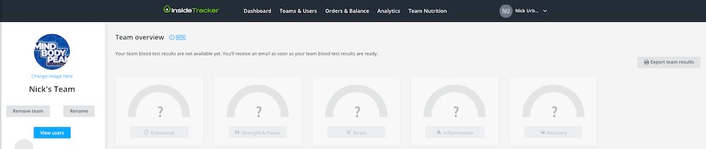 InsideTracker Pro Dashboard