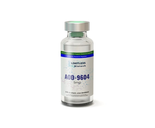 Limitless Biotech's AOD9604 5mg bottle