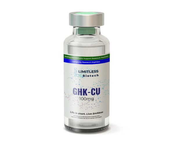 Limitless Biotech's GHKCu 100mg bottle