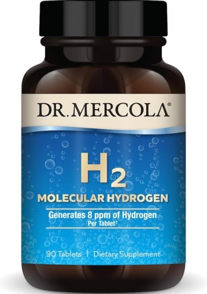 mercolah2tablets Dr. Mercola H2 Molecular Hydrogen 90 tablets in an amber bottle