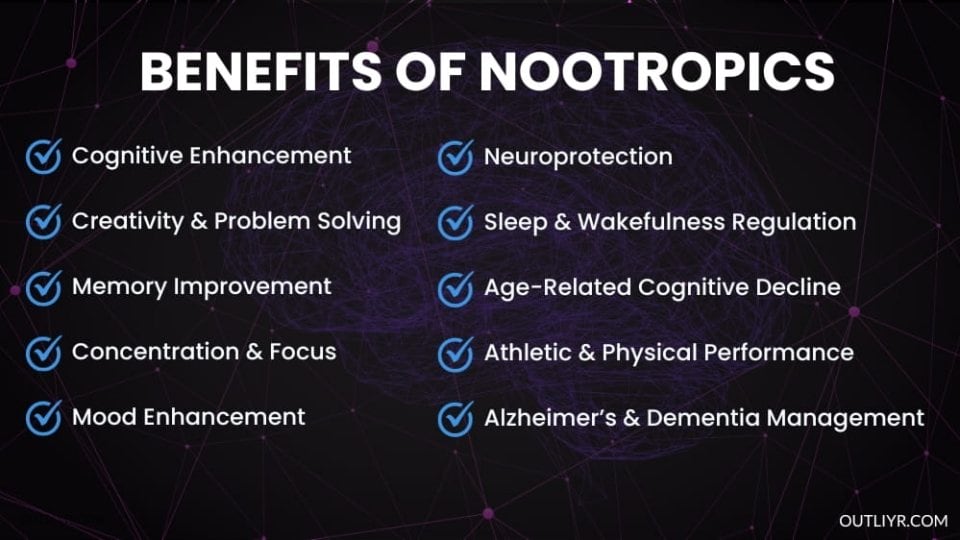 Nootropics enhance cognition, memory, focus, mood, and brain health