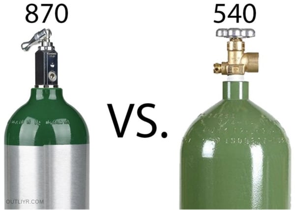 A 540 vs 870 oxygen tank
