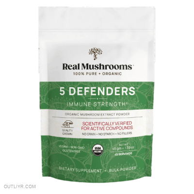 Real mushrooms Five Defenders a highquality mushroom supplement that supports immune function, promotes balance, and provides essential nutrients for overall wellbeing.