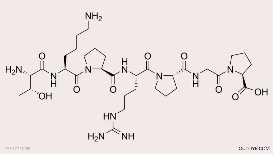 Selank molecualr structure, a substance that modulates neurotransmitters and alters the expression of BDNF