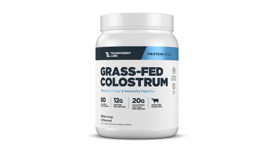 Transparent Labs' Grass-Fed Colostrum jar