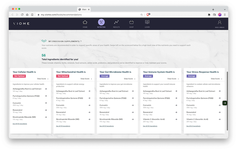 Viome Health Intelligence Precision Supplements Recommendations Review